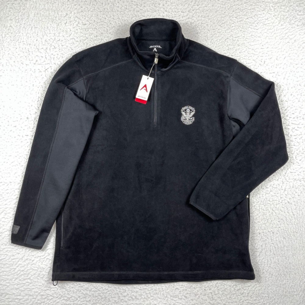 Antigua Pullover Mens XL Black Frost Quarter Zip Fleece US Park Logo Gorpcore
